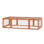 Outdoor Wooden Rabbit Hutch Large Bunny Hutch, Small Animal Habitat with Run, Lockable Doors, Natural Finish