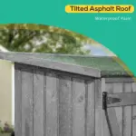 Outdoor Wooden Storage Cabinet Garden Shed Utility Tool Organizer Waterproof Asphalt Roof Lockable Doors 3 Shelves Grey - Image 4
