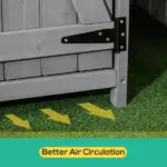 Outdoor Wooden Storage Cabinet Garden Shed Utility Tool Organizer Waterproof Asphalt Roof Lockable Doors 3 Shelves Grey - Image 6