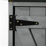Outdoor Wooden Storage Cabinet Garden Shed Utility Tool Organizer Waterproof Asphalt Roof Lockable Doors 3 Shelves Grey - Image 9