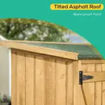 Outdoor Wooden Storage Cabinet Garden Shed Utility Tool Organizer Waterproof Asphalt Roof Lockable Doors 3 Shelves Natural - Image 4