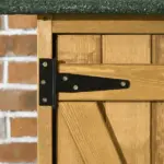 Outdoor Wooden Storage Cabinet Garden Shed Utility Tool Organizer Waterproof Asphalt Roof Lockable Doors 3 Shelves Natural - Image 9