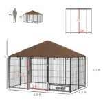 PawHut Outside Dog Kennel, 6.9' x 4.6' x 5' Puppy Play Pen with Canopy, Garden Playpen Fence Crate with Rotating Bowl, Black - Image 3
