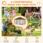 PawHut Outside Dog Kennel, 6.9' x 4.6' x 5' Puppy Play Pen with Canopy, Garden Playpen Fence Crate with Rotating Bowl, Black - Image 4