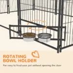 PawHut Outside Dog Kennel, 6.9' x 4.6' x 5' Puppy Play Pen with Canopy, Garden Playpen Fence Crate with Rotating Bowl, Black - Image 6