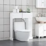 Over The Toilet Bathroom Cabinet, Freestanding Bathroom Storage Organizer with Adjustable Shelves, Toilet Rack, White - Image 11