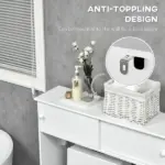 Over The Toilet Bathroom Cabinet, Freestanding Bathroom Storage Organizer with Adjustable Shelves, Toilet Rack, White - Image 4
