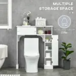 Over The Toilet Bathroom Cabinet, Freestanding Bathroom Storage Organizer with Adjustable Shelves, Toilet Rack, White - Image 6
