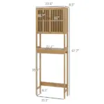 HOMCOM Over the Toilet Cabinet, Bamboo Bathroom Above Toilet Storage with Slatted Doors and Adjustable Shelf, Natural - Image 3