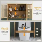 HOMCOM Over the Toilet Cabinet, Bamboo Bathroom Above Toilet Storage with Slatted Doors and Adjustable Shelf, Natural - Image 7