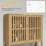 HOMCOM Over the Toilet Cabinet, Bamboo Bathroom Above Toilet Storage with Slatted Doors and Adjustable Shelf, Natural - Image 8