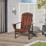 Outsunny Oversized Adirondack Chair, Outdoor Fire Pit and Porch Seating, Classic Log Lounge with Built-in Cupholder for Patio, Lawn, Deck, Brown - Image 2