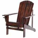Outsunny Oversized Adirondack Chair, Outdoor Fire Pit and Porch Seating, Classic Log Lounge with Built-in Cupholder for Patio, Lawn, Deck, Brown - Image 11