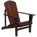 Outsunny Oversized Adirondack Chair, Outdoor Fire Pit and Porch Seating, Classic Log Lounge with Built-in Cupholder for Patio, Lawn, Deck, Brown