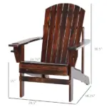 Outsunny Oversized Adirondack Chair, Outdoor Fire Pit and Porch Seating, Classic Log Lounge with Built-in Cupholder for Patio, Lawn, Deck, Brown - Image 3