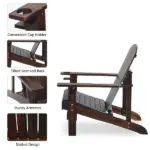 Outsunny Oversized Adirondack Chair, Outdoor Fire Pit and Porch Seating, Classic Log Lounge with Built-in Cupholder for Patio, Lawn, Deck, Brown - Image 5