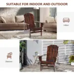 Outsunny Oversized Adirondack Chair, Outdoor Fire Pit and Porch Seating, Classic Log Lounge with Built-in Cupholder for Patio, Lawn, Deck, Brown - Image 7