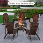 Outsunny Oversized Adirondack Chair, Outdoor Fire Pit and Porch Seating, Classic Log Lounge with Built-in Cupholder for Patio, Lawn, Deck, Brown - Image 8