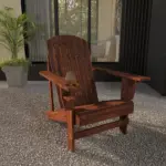 Outsunny Oversized Adirondack Chair, Outdoor Fire Pit and Porch Seating, Classic Log Lounge with Built-in Cupholder for Patio, Lawn, Deck, Brown - Image 9