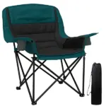 Outsunny Padded Camping Chair for Adults, Portable Folding Camping Chair with Side Pockets, Cup Holders, Carry Bag, Black - Image 11