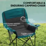 Outsunny Padded Camping Chair for Adults, Portable Folding Camping Chair with Side Pockets, Cup Holders, Carry Bag, Black - Image 4