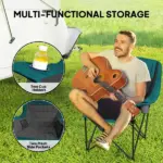 Outsunny Padded Camping Chair for Adults, Portable Folding Camping Chair with Side Pockets, Cup Holders, Carry Bag, Black - Image 5