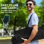 Outsunny Padded Camping Chair for Adults, Portable Folding Camping Chair with Side Pockets, Cup Holders, Carry Bag, Black - Image 6