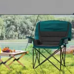 Outsunny Padded Camping Chair for Adults, Portable Folding Camping Chair with Side Pockets, Cup Holders, Carry Bag, Black - Image 7
