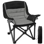 Outsunny Padded Camping Chair for Adults, Portable Folding Camping Chair with Side Pockets, Cup Holders, Carry Bag, Gray - Image 11