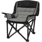 Outsunny Padded Camping Chair for Adults, Portable Folding Camping Chair with Side Pockets, Cup Holders, Carry Bag, Gray