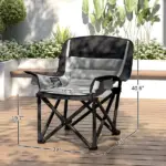 Outsunny Padded Camping Chair for Adults, Portable Folding Camping Chair with Side Pockets, Cup Holders, Carry Bag, Gray - Image 3