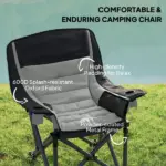 Outsunny Padded Camping Chair for Adults, Portable Folding Camping Chair with Side Pockets, Cup Holders, Carry Bag, Gray - Image 4