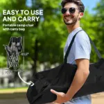 Outsunny Padded Camping Chair for Adults, Portable Folding Camping Chair with Side Pockets, Cup Holders, Carry Bag, Gray - Image 6