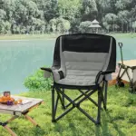 Outsunny Padded Camping Chair for Adults, Portable Folding Camping Chair with Side Pockets, Cup Holders, Carry Bag, Gray - Image 7