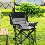 Outsunny Padded Camping Chair for Adults, Portable Folding Camping Chair with Side Pockets, Cup Holders, Carry Bag, Gray - Image 8