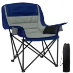 Outsunny Padded Camping Chair for Adults, Portable Folding Camping Chair with Side Pockets, Cup Holders, Carry Bag, Light Gray - Image 11