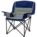Outsunny Padded Camping Chair for Adults, Portable Folding Camping Chair with Side Pockets, Cup Holders, Carry Bag, Light Gray