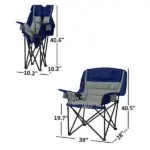 Outsunny Padded Camping Chair for Adults, Portable Folding Camping Chair with Side Pockets, Cup Holders, Carry Bag, Light Gray - Image 3