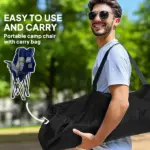 Outsunny Padded Camping Chair for Adults, Portable Folding Camping Chair with Side Pockets, Cup Holders, Carry Bag, Light Gray - Image 6