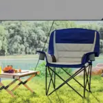 Outsunny Padded Camping Chair for Adults, Portable Folding Camping Chair with Side Pockets, Cup Holders, Carry Bag, Light Gray - Image 7