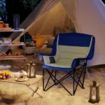 Outsunny Padded Camping Chair for Adults, Portable Folding Camping Chair with Side Pockets, Cup Holders, Carry Bag, Light Gray - Image 10