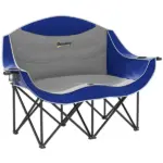 2 Person Padded Folding Camping Chair with Cup Holders and Carry Bag, Blue - Image 12