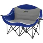 2 Person Padded Folding Camping Chair with Cup Holders and Carry Bag, Blue