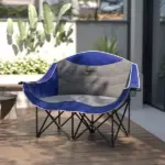 2 Person Padded Folding Camping Chair with Cup Holders and Carry Bag, Blue - Image 9