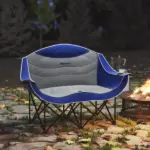 2 Person Padded Folding Camping Chair with Cup Holders and Carry Bag, Blue - Image 10