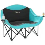 Outsunny Padded Folding Camp Chair for Adults, Double Camping Chairwith Armrests, Cup Holders, Carry Bag for Outdoor, Green - Image 11