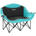 Outsunny Padded Folding Camp Chair for Adults, Double Camping Chairwith Armrests, Cup Holders, Carry Bag for Outdoor, Green - Image 12