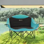 Outsunny Padded Folding Camp Chair for Adults, Double Camping Chairwith Armrests, Cup Holders, Carry Bag for Outdoor, Green - Image 7