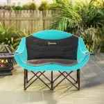 Outsunny Padded Folding Camp Chair for Adults, Double Camping Chairwith Armrests, Cup Holders, Carry Bag for Outdoor, Green - Image 8
