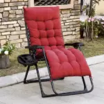 Padded Zero Gravity Chair, Folding Recliner Chair with Cup Holder Cushion, Red - Image 2